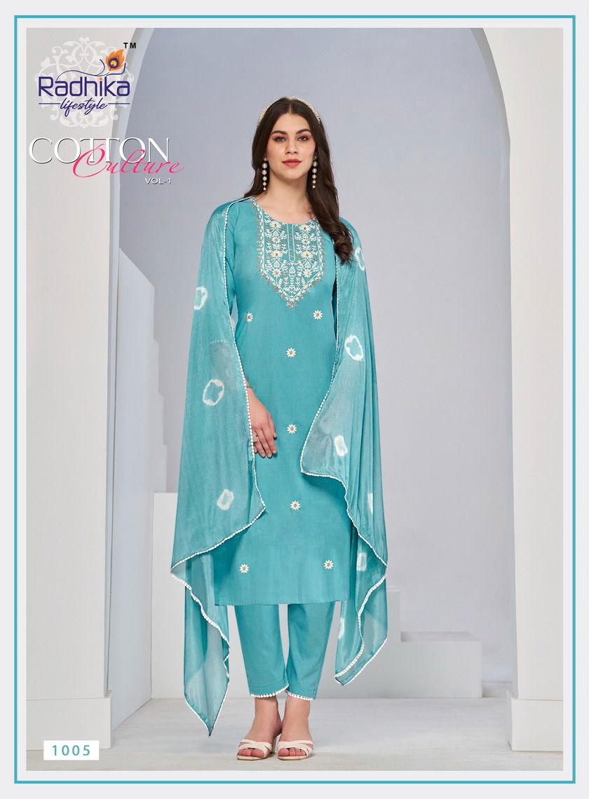 Cotton Culture Vol 1 By Radhika Cotton Embroidery Plus Size Kurti With Bottom Dupatta Wholesale Online